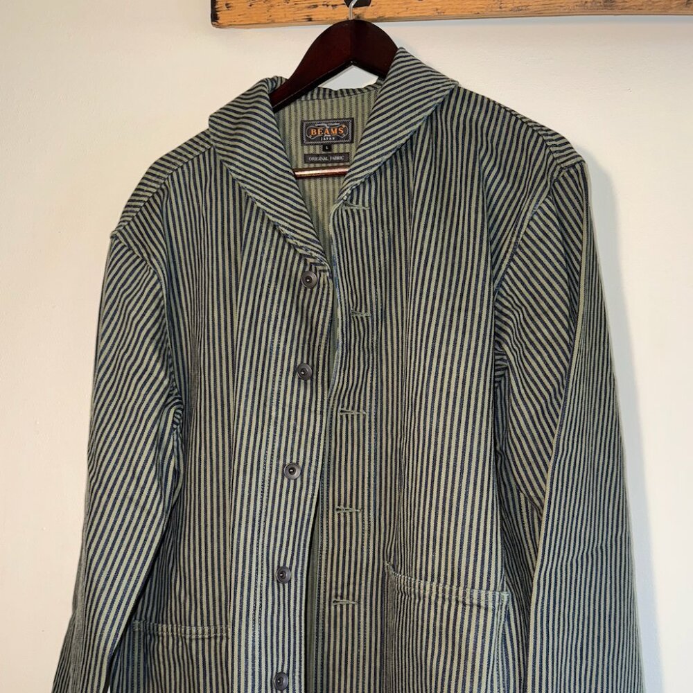 Beams Plus Japanese Railroad Stripe Chore Jacket (L/XL)